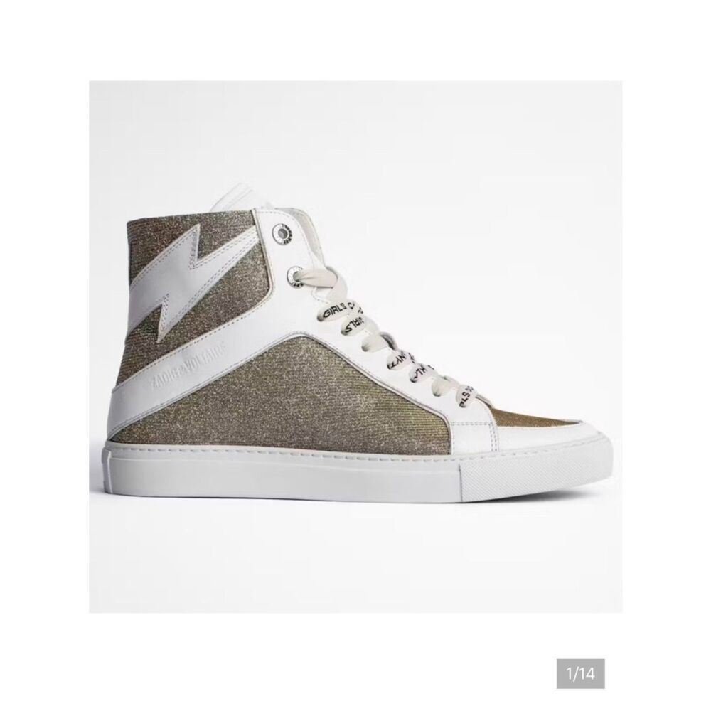 $448 -Zadig & Voltaire ZV1747 High Flash
Sneakers Size 36 Hightop Silver Shoes